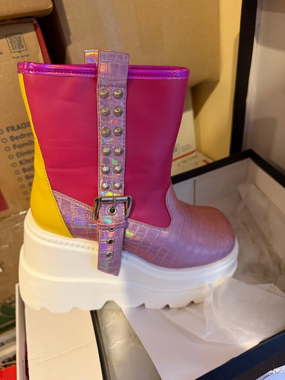 Cape Robbin Iridescent Pink Purple Platform Ankle Sneaker barbie moto whimsical